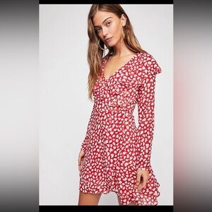 Free People Franchie V Neck Long Sleeve Wrap Dress Size S